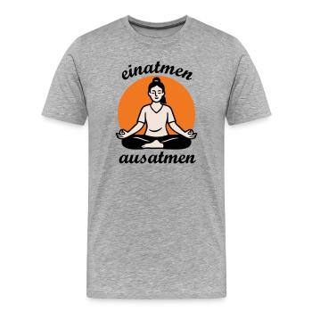Yoga - inspirer, expirer - T-shirt bio Premium Homme - gris chiné - Devant - Damien (186cm)