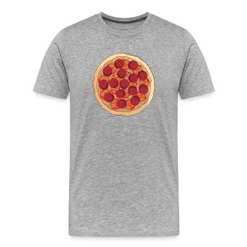 Salami Pizza Tenue de carnaval Pizzeria Salami Pizza - T-shirt bio Premium Homme - gris chiné - Devant - Damien (186cm)