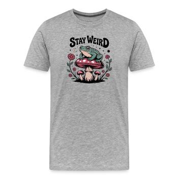Stay Weird - Lustiger Spruch  - Männer Premium Bio T-Shirt - Grau meliert - Vorne - Damien (186cm)