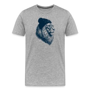 Hipster Lion - T-shirt bio Premium Homme - gris chiné - Devant - Damien (186cm)