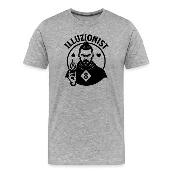 Magiciens Illuzionistes – pour les Mentalistes et les Magiciens - T-shirt bio Premium Homme - gris chiné - Devant - Damien (186cm)
