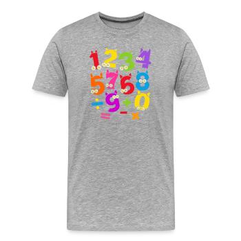 Zahlentag Lebendiges Zahlenmonstermuster - Männer Premium Bio T-Shirt - Grau meliert - Vorne - Damien (186cm)