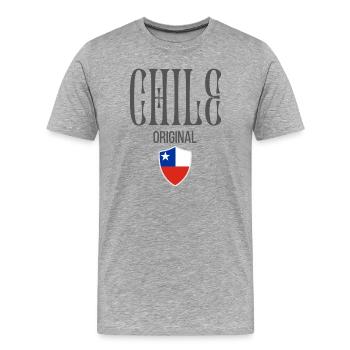 Originaire du Chili, né au Chili - T-shirt bio Premium Homme - gris chiné - Devant - Damien (186cm)