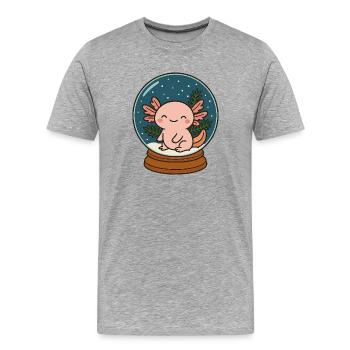 Axolotl in Snow Globe Christmas - Men's Premium Organic T-Shirt - heather grey - Front - Damien (186cm)