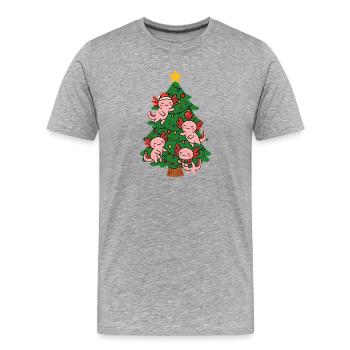 Axolotl schmücken Weihnachtsbaum - Männer Premium Bio T-Shirt - Grau meliert - Vorne - Damien (186cm)