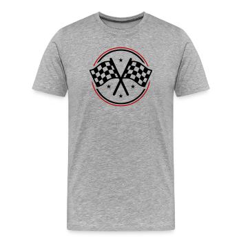 Drapeau de course à damier - T-shirt bio Premium Homme - gris chiné - Devant - Damien (186cm)