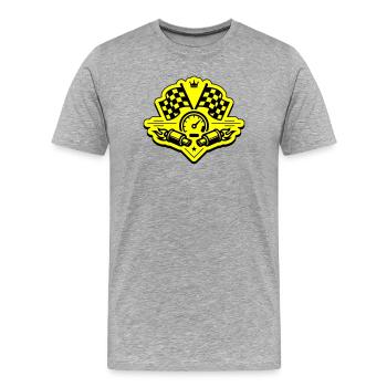 Racing racing flag exhaust speedometer - Men's Premium Organic T-Shirt - heather grey - Front - Damien (186cm)