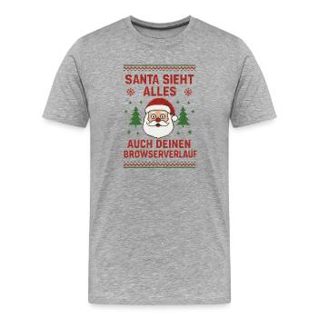 Le Père Noël voit tout - T-shirt bio Premium Homme - gris chiné - Devant - Damien (186cm)