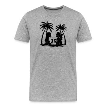 Palmiers pour femmes Relax - T-shirt bio Premium Homme - gris chiné - Devant - Damien (186cm)