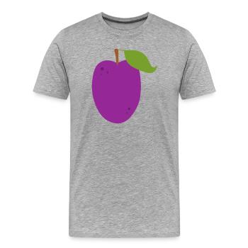 Illustration vibrante de fruit de prune - T-shirt bio Premium Homme - gris chiné - Devant - Damien (186cm)