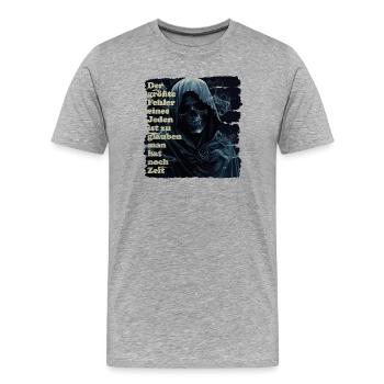 Dunkle Skelett-Gesichtsillustration - Männer Premium Bio T-Shirt - Grau meliert - Vorne - Damien (186cm)