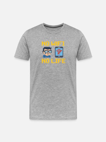 No WiFi, No Life - Men's Premium Organic T-Shirt - heather grey