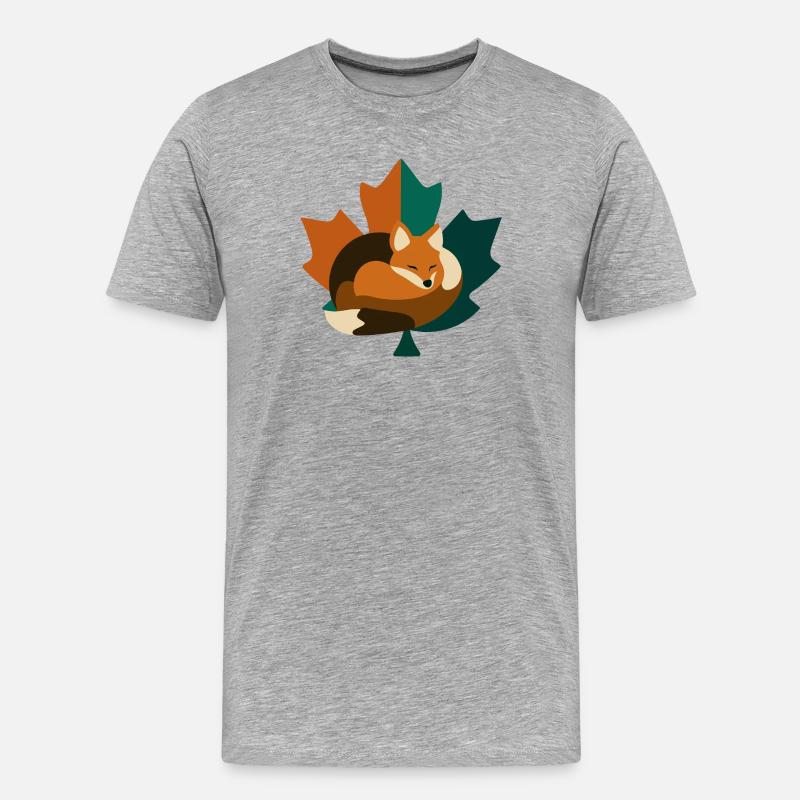 Fox in maple leaf design. - Men's Premium Organic T-Shirt - heather grey