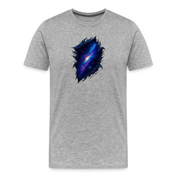 Effet de déchirure de rafale de galaxie cosmique - T-shirt bio Premium Homme - gris chiné - Devant - Damien (186cm)