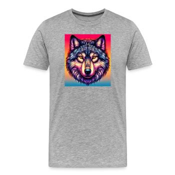 Wolf - Men's Premium Organic T-Shirt - heather grey - Front - Damien (186cm)