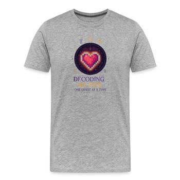 Schicksal Entschlüsseln: Herz Pixel Kunst - Männer Premium Bio T-Shirt - Grau meliert - Vorne - Damien (186cm)