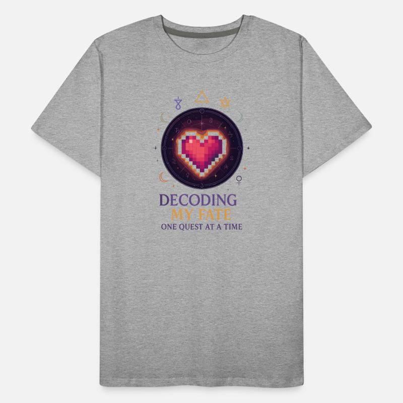 Décoder le destin : Pixel Art du cœur T-shirt bio Premium Homme