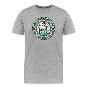 Festliche Ziege mit Stechpalmen- und Seemotiven - Männer Premium Bio T-Shirt - Grau meliert - Vorne - Damien (186cm)