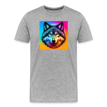 Wolf - Men's Premium Organic T-Shirt - heather grey - Front - Damien (186cm)