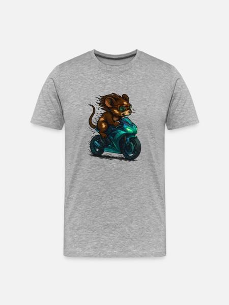 Motorcycle Mouse - Men's Premium Organic T-Shirt - heather grey