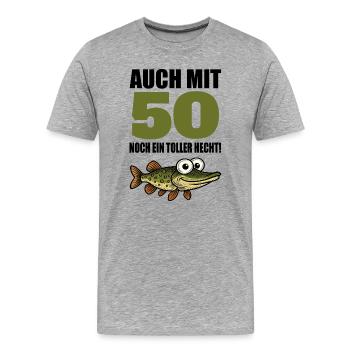 50. Geburtstag Lustig Männer Toller Hecht Geschenk - Männer Premium Bio T-Shirt - Grau meliert - Vorne - Damien (186cm)