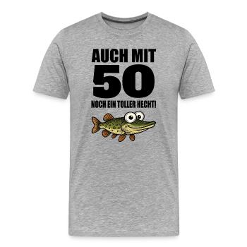 50. Geburtstag Lustig Männer Toller Hecht Geschenk - Männer Premium Bio T-Shirt - Grau meliert - Vorne - Damien (186cm)
