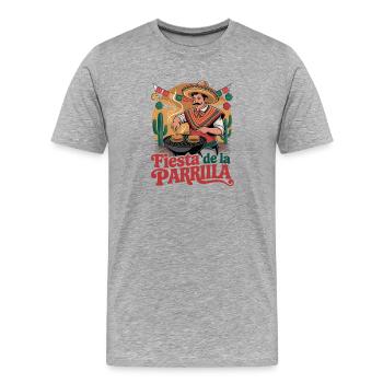 Fiesta De La Parrilla : Mexicaine - T-shirt bio Premium Homme - gris chiné - Devant - Damien (186cm)