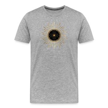 Mandala rayonnant  - T-shirt bio Premium Homme - gris chiné - Devant - Damien (186cm)