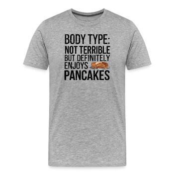 Citation humoristique sur le type de corps de crêpe - T-shirt bio Premium Homme - gris chiné - Devant - Damien (186cm)