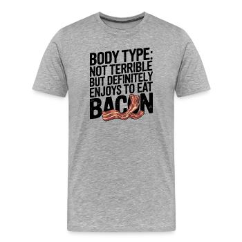 Humorvoller Körpertyp eines Speckliebhabers - Männer Premium Bio T-Shirt - Grau meliert - Vorne - Damien (186cm)