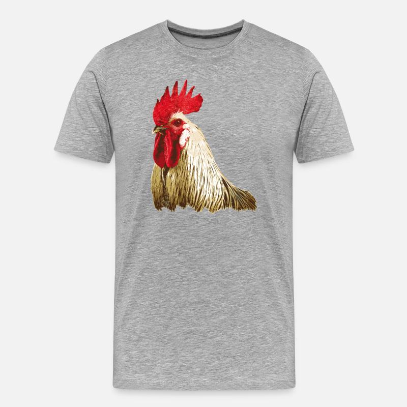 Hahn Hahnenfigur - Männer Premium Bio T-Shirt - Grau meliert
