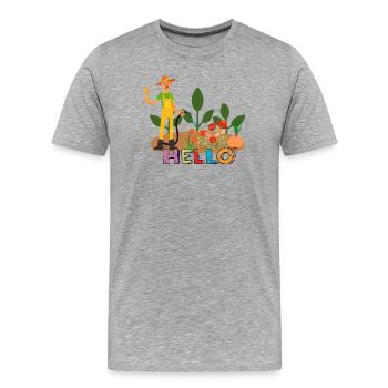 Bonjour jardinier – jardinier et fleurs. - T-shirt bio Premium Homme - gris chiné - Devant - Damien (186cm)