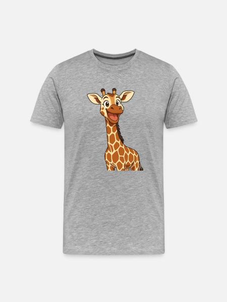 Happy giraffe with smiling expression - Men's Premium Organic T-Shirt - heather grey