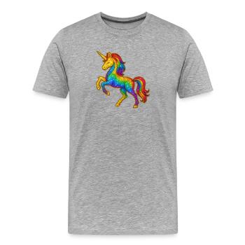 Glitzernder Regenbogen-Einhorn - Männer Premium Bio T-Shirt - Grau meliert - Vorne - Damien (186cm)