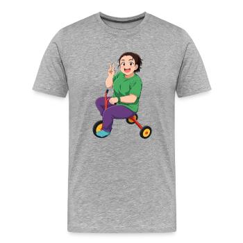 Colorful cartoon character on bike - Men's Premium Organic T-Shirt - heather grey - Front - Damien (186cm)