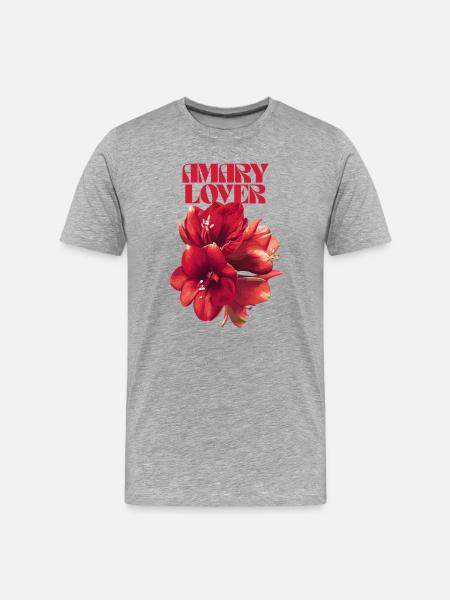 Amaryllis Love Floral Design - Men's Premium Organic T-Shirt - heather grey