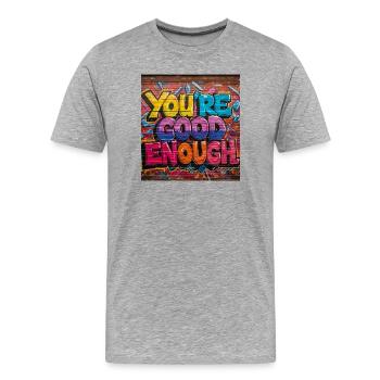 Inspiring Graffiti Text Art - Men's Premium Organic T-Shirt - heather grey - Front - Damien (186cm)