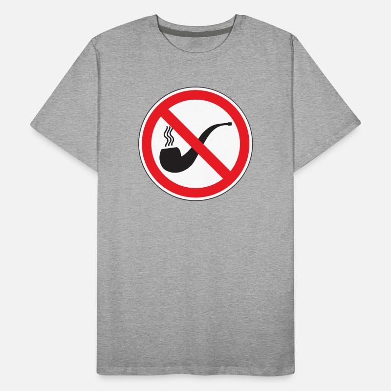 Panneau Interdiction de Fumer Pipe, Signalisation  T-shirt bio Premium Homme