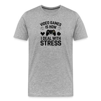 Conception de la vie de jeu et de la réduction du stress - T-shirt bio Premium Homme - gris chiné - Devant - Damien (186cm)