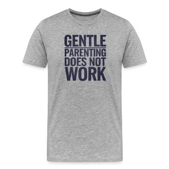 Citation sur la parentalité douce et non le travail, design familial - T-shirt bio Premium Homme - gris chiné - Devant - Damien (186cm)