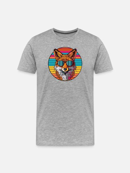 Retro Sunglasses Fox Illustration - Men's Premium Organic T-Shirt - heather grey