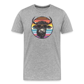 Casual bison with sunglasses - Men's Premium Organic T-Shirt - heather grey - Front - Damien (186cm)