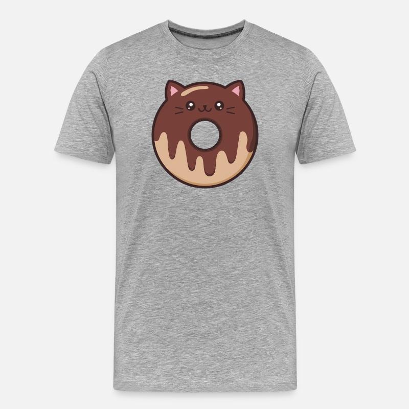 Süßer Katzendonut - Männer Premium Bio T-Shirt - Grau meliert