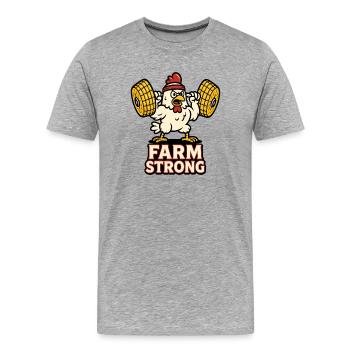 Farm Starkes Huhn Mit Hanteln - Männer Premium Bio T-Shirt - Grau meliert - Vorne - Damien (186cm)