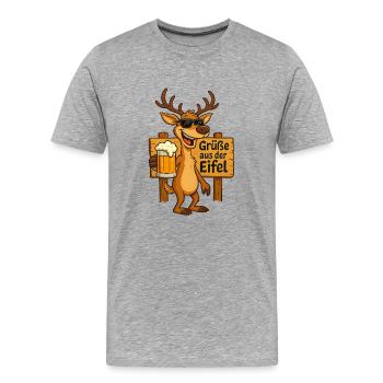 T-shirt Eifel Wanderlust Nature Montagnes Aventure en plein air - T-shirt bio Premium Homme - gris chiné - Devant - Damien (186cm)