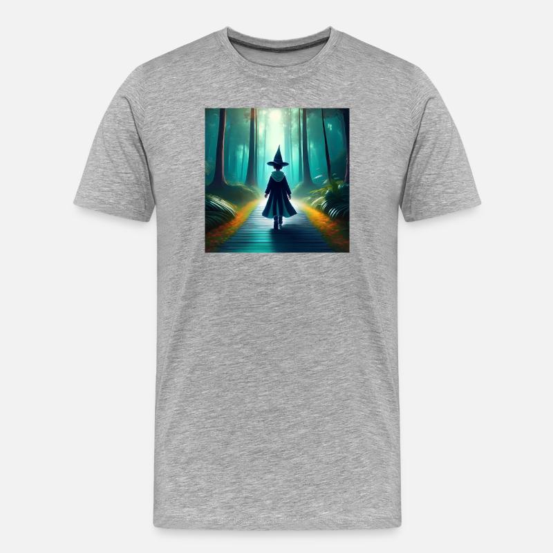 Magischer Zauberwald - Männer Premium Bio T-Shirt - Grau meliert