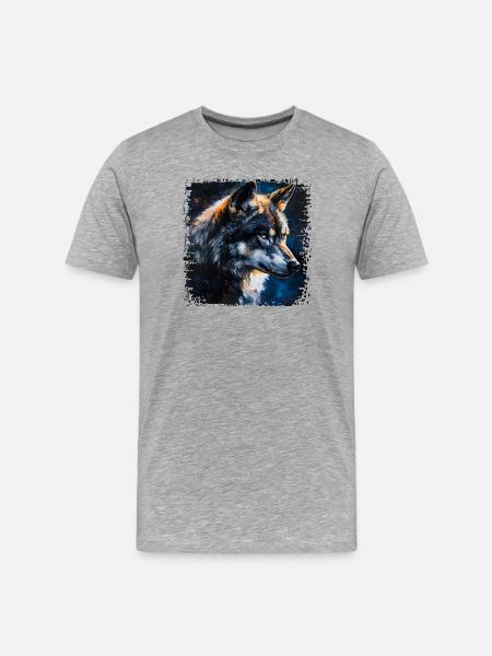 Lupus Portrait in Impressionist Style - Men's Premium Organic T-Shirt - heather grey