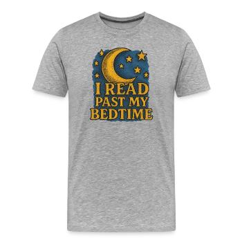 Conception de lecture au coucher sur la lune et les étoiles - T-shirt bio Premium Homme - gris chiné - Devant - Damien (186cm)