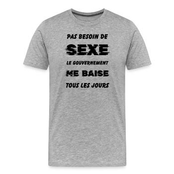 Kein SEX nötig - Männer Premium Bio T-Shirt - Grau meliert - Vorne - Damien (186cm)