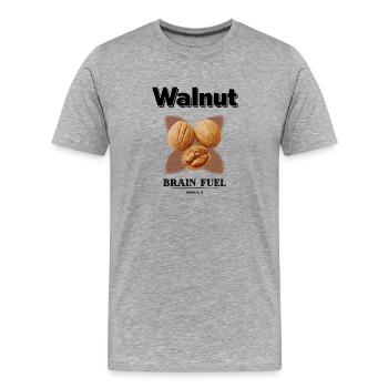 Carburant cérébral aux noix | Le pouvoir des oméga-3 - T-shirt bio Premium Homme - gris chiné - Devant - Damien (186cm)